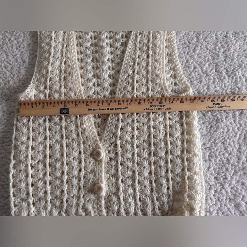 Vintage Western Connection Chunky Knit Vest Cream Boho Grandpa Core Medium - Picture 6 of 7
